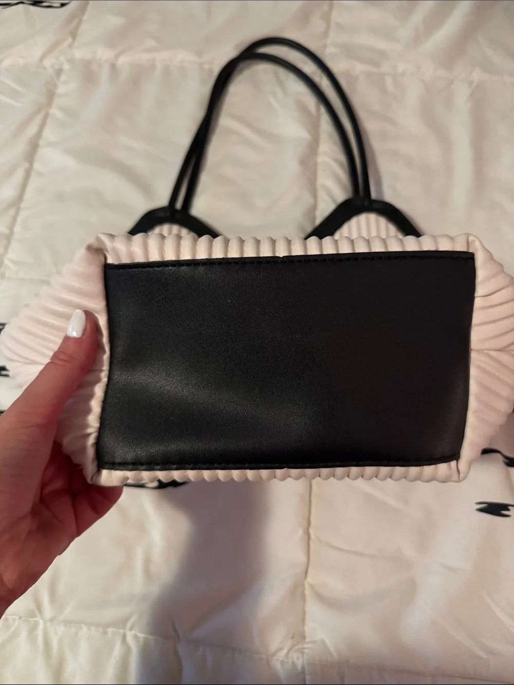 Women's Cream Satchel with Black Trim